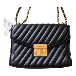 MICHAEL Michael Kors NWT Medium Rose Quilted Leather MD Shoulder Flap Bag Black